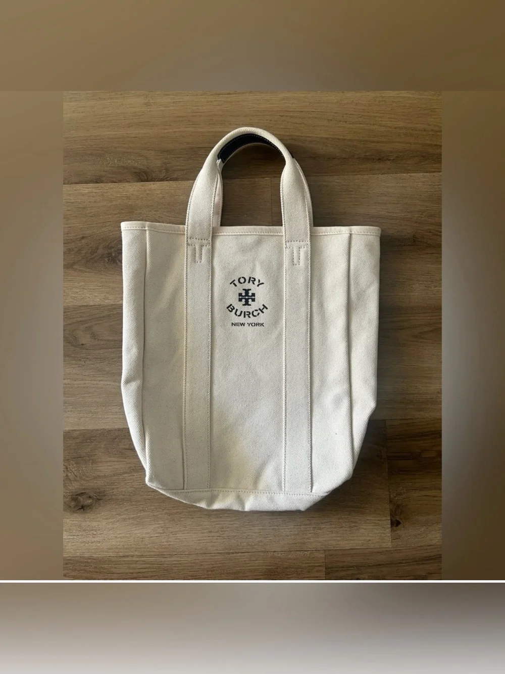 Tory Burch Cream Canvas Tote with Logo NEW